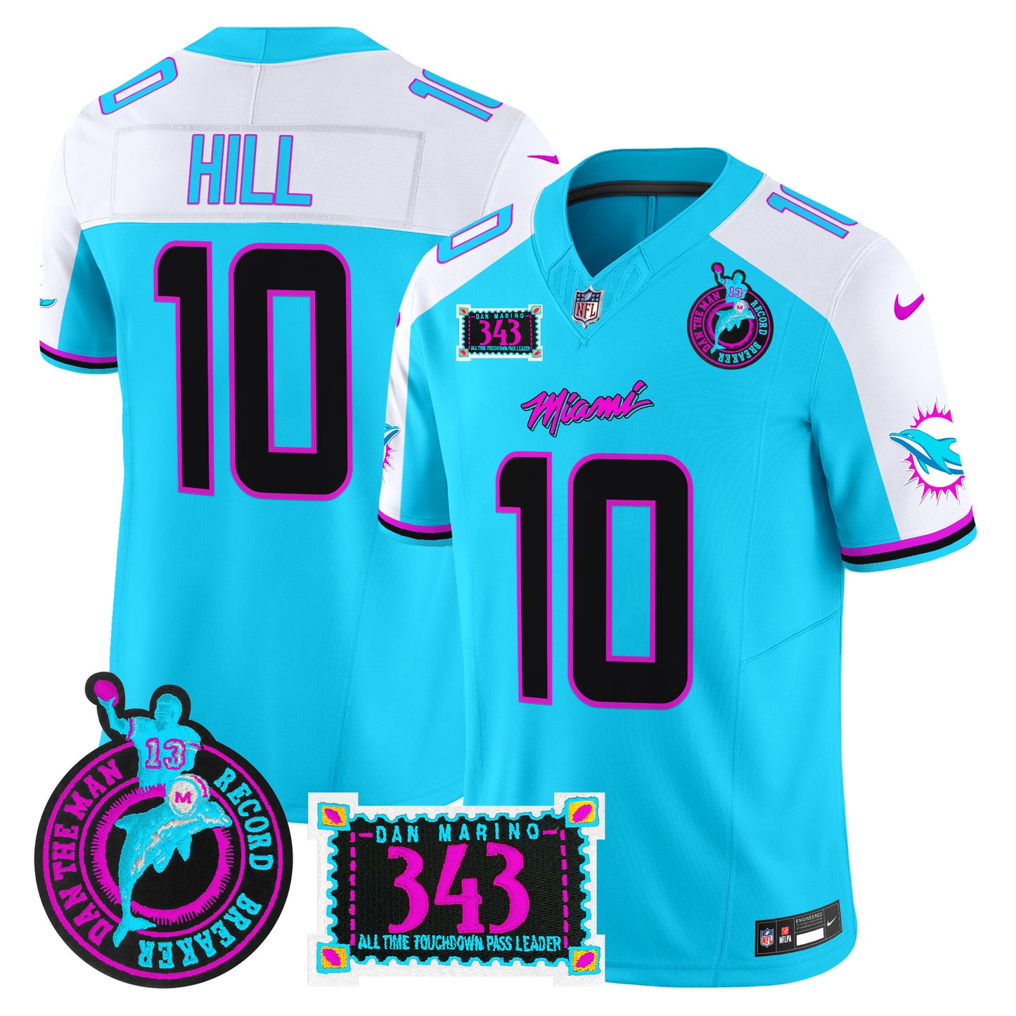 Men's Dolphins "Dan the Man Record Breaker" Patch Vapor Limited Jersey - All Stitched