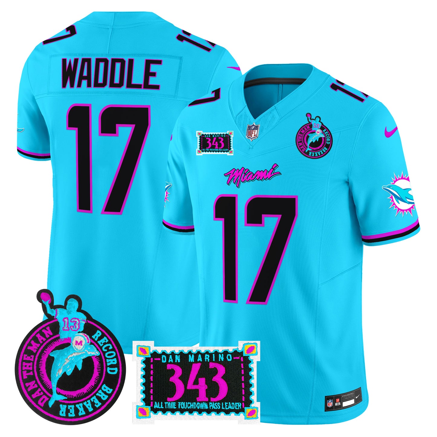 Men's Dolphins "Dan the Man Record Breaker" Patch Vapor Limited Jersey - All Stitched