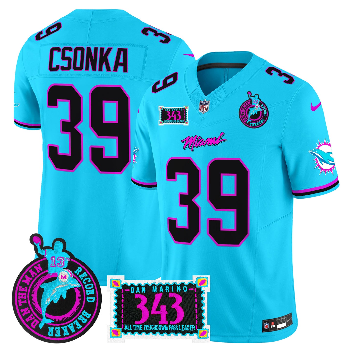 Men's Dolphins "Dan the Man Record Breaker" Patch Vapor Limited Jersey - All Stitched