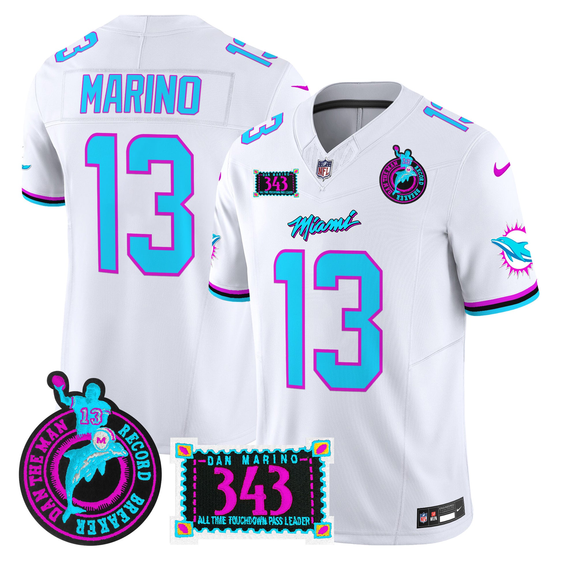 Men's Dolphins "Dan the Man Record Breaker" Patch Vapor Limited Jersey - All Stitched