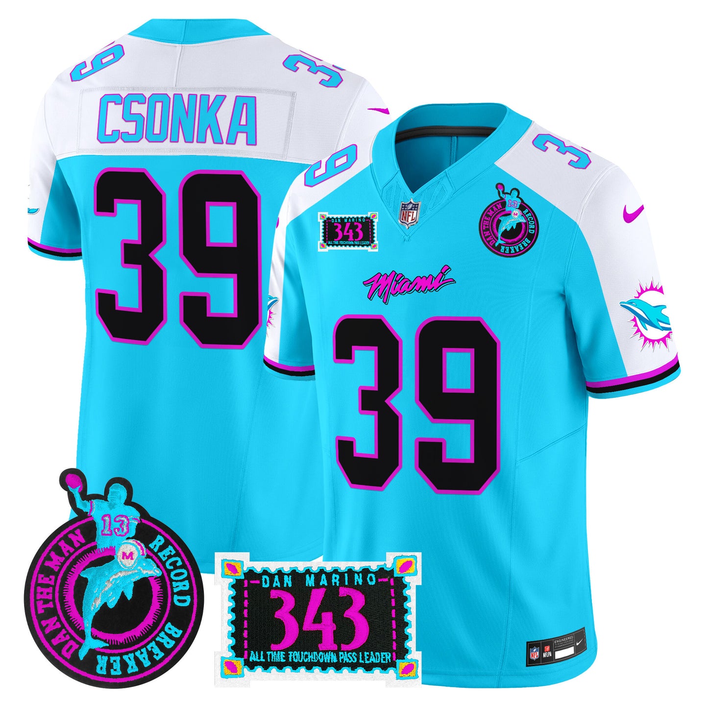 Men's Dolphins "Dan the Man Record Breaker" Patch Vapor Limited Jersey - All Stitched