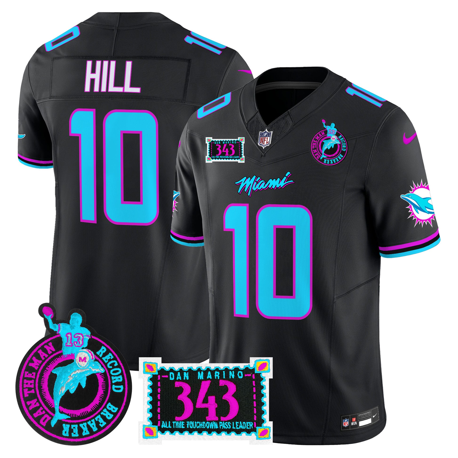 Men's Dolphins "Dan the Man Record Breaker" Patch Vapor Limited Jersey - All Stitched
