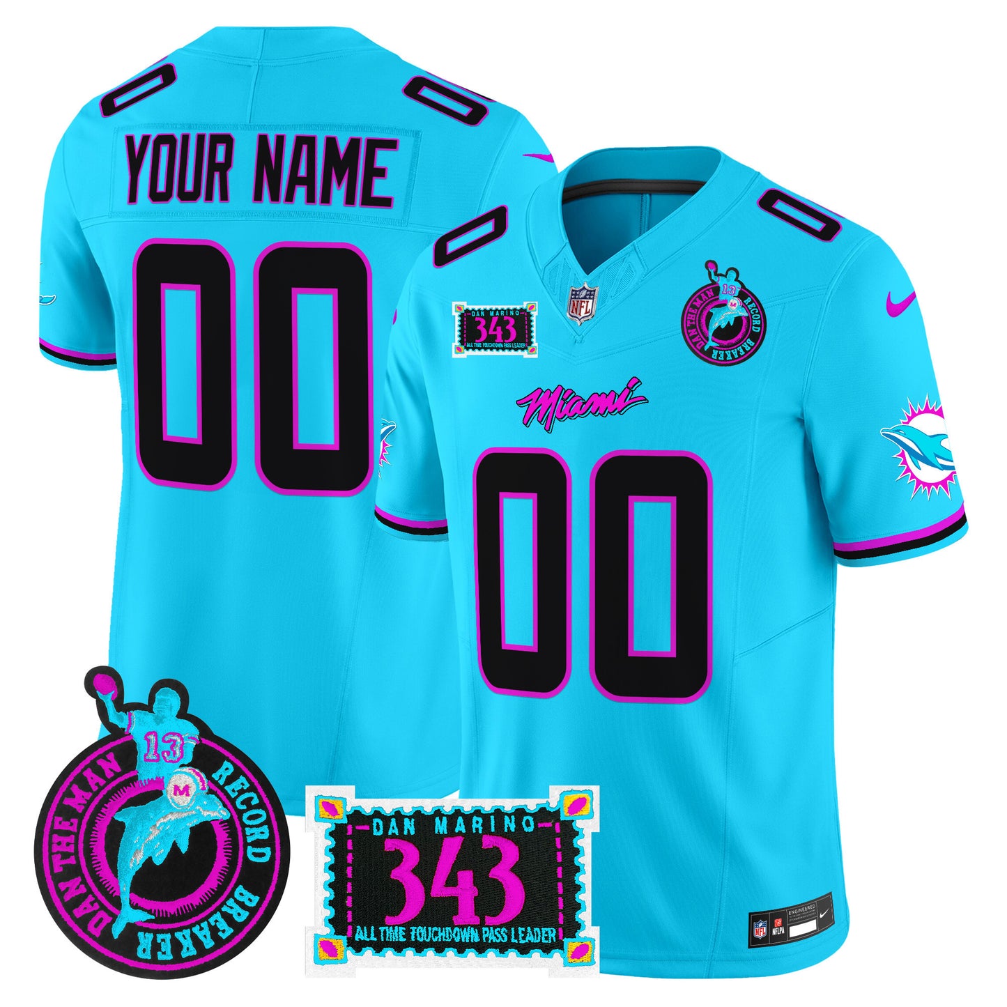 Dolphins "Dan the Man Record Breaker" Patch Vapor Limited Custom Jersey - All Stitched