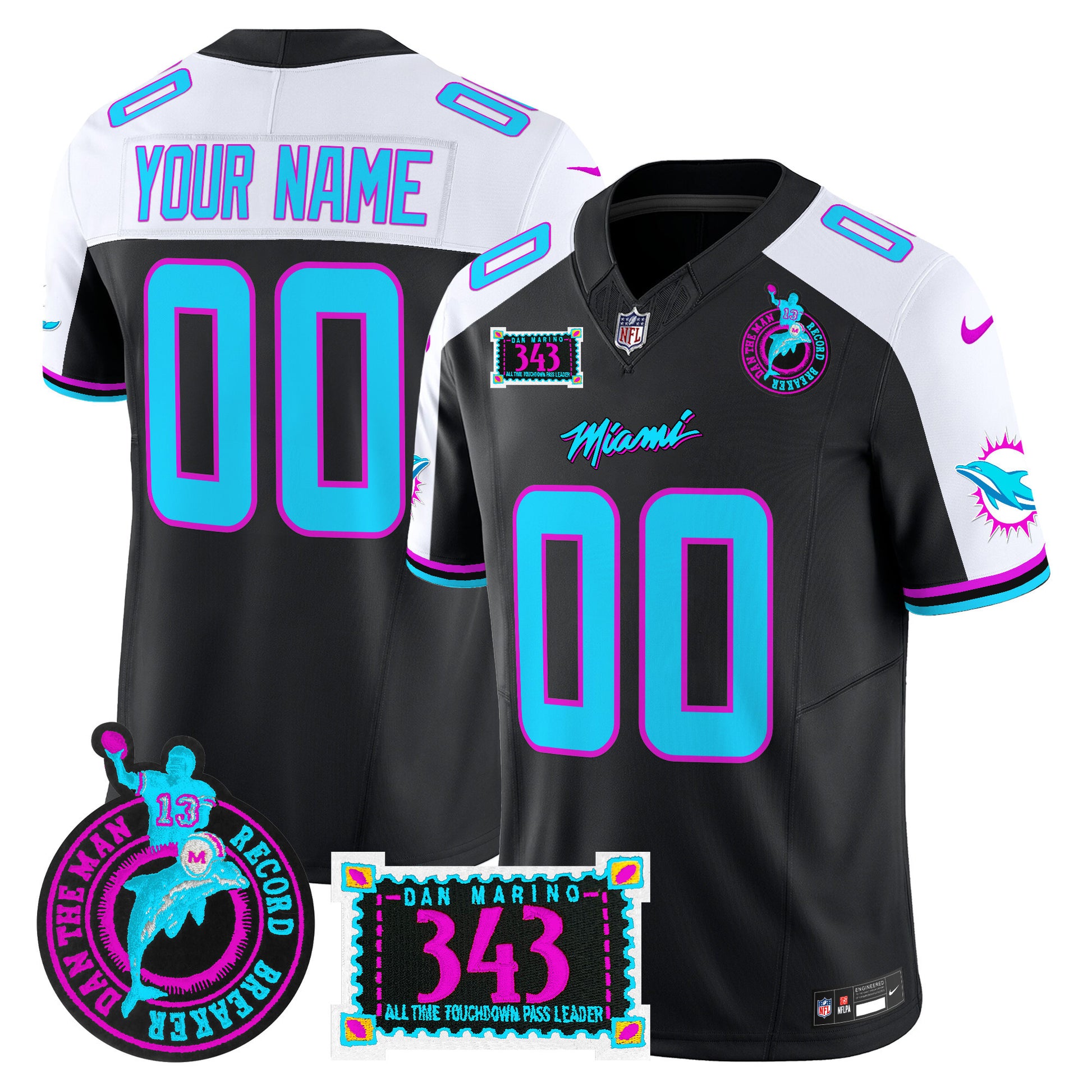 Dolphins "Dan the Man Record Breaker" Patch Vapor Limited Custom Jersey - All Stitched