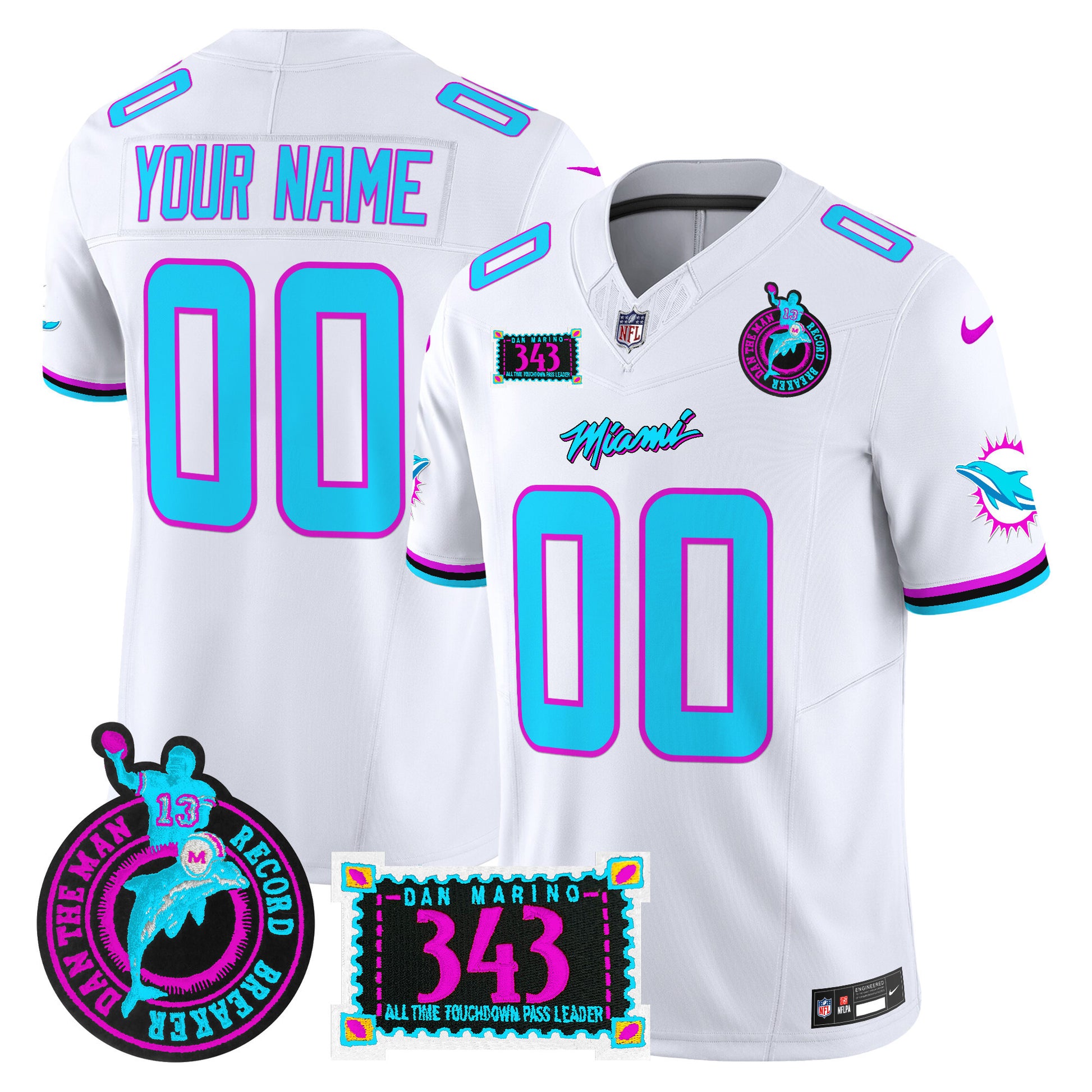 Dolphins "Dan the Man Record Breaker" Patch Vapor Limited Custom Jersey - All Stitched
