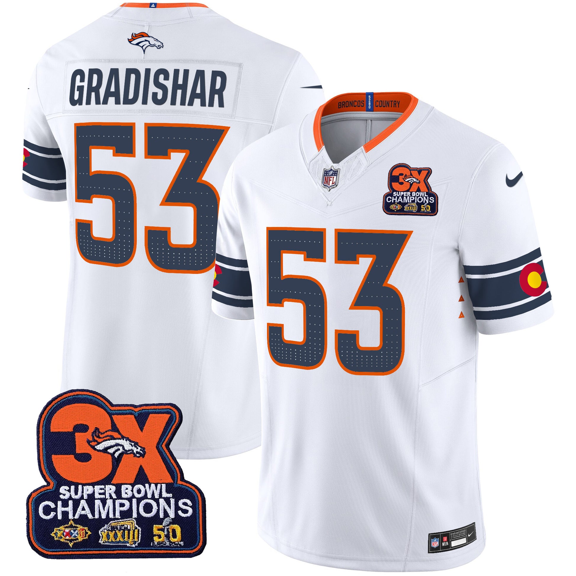 Men's Denver Broncos 3x Patch "Colorado Flag" Vapor Limited Jersey - All Stitched