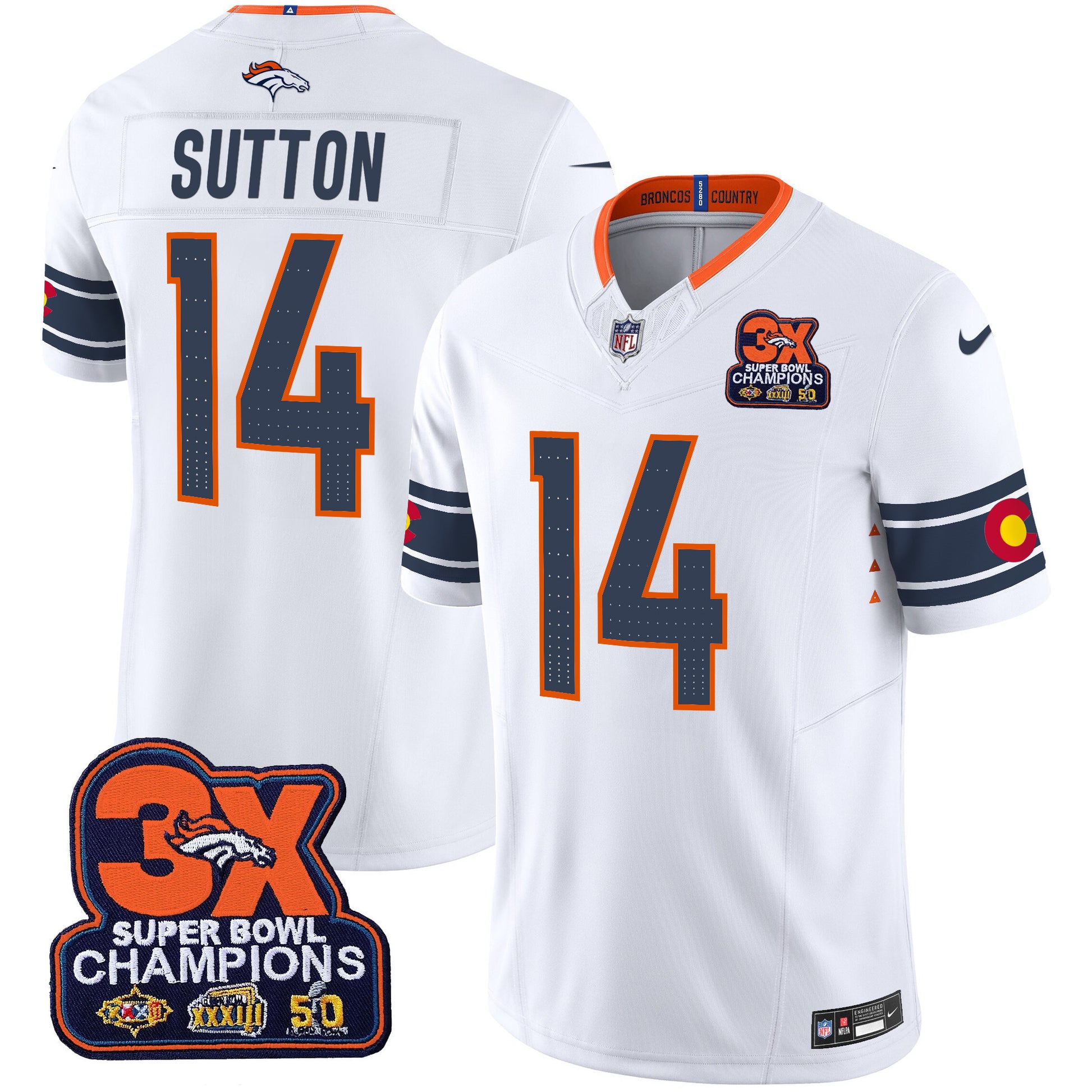 Men's Denver Broncos 3x Patch "Colorado Flag" Vapor Limited Jersey - All Stitched