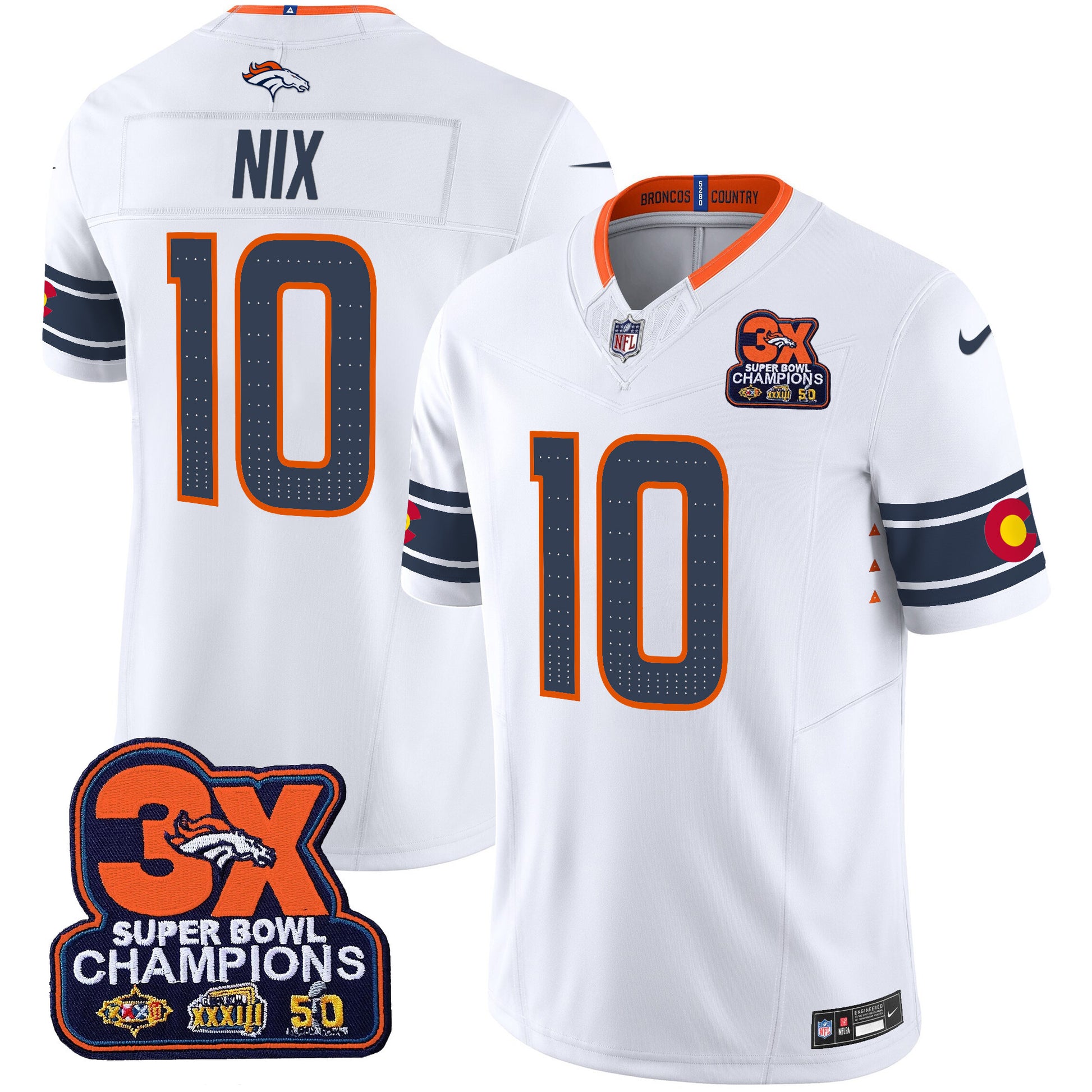 Men's Denver Broncos 3x Patch "Colorado Flag" Vapor Limited Jersey - All Stitched