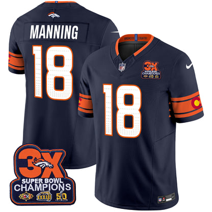 Men's Denver Broncos 3x Patch "Colorado Flag" Vapor Limited Jersey - All Stitched