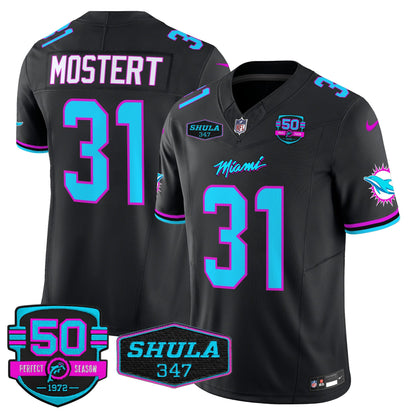 Dolphins "Miami Vice" Shula 347 & 50th Perfect Season Patch Vapor Limited Jersey  - All Stitched