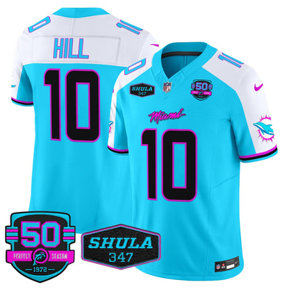 Dolphins "Miami Vice" Shula 347 & 50th Perfect Season Patch Vapor Limited Jersey  - All Stitched