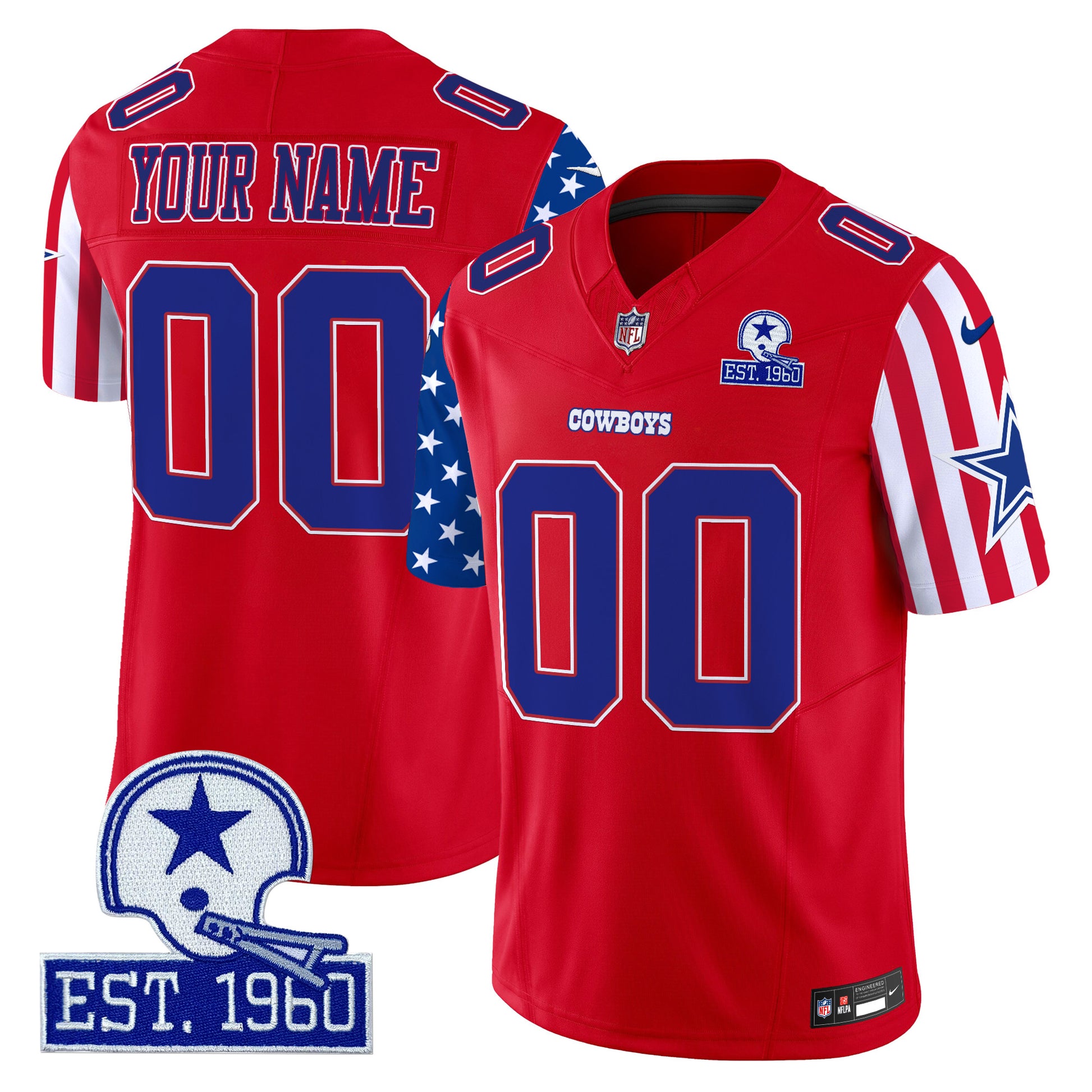 Cowboys American Style Vapor Limited Custom Jersey - All Stitched