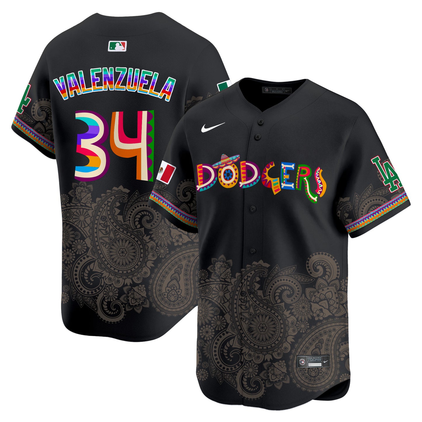 Los Angeles Dodgers Paisley Mexico Vapor Premier Limited Jersey - Printed