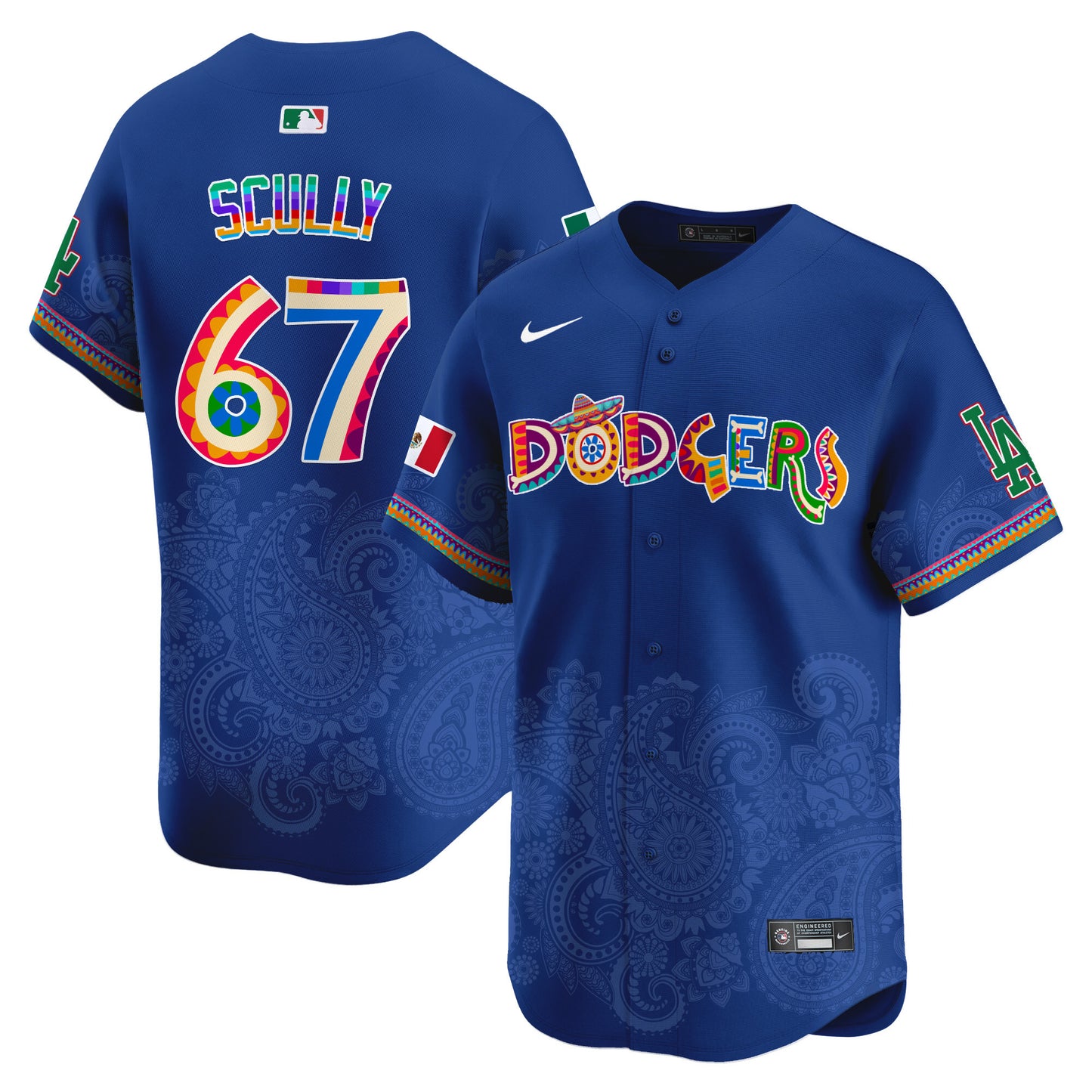 Los Angeles Dodgers Paisley Mexico Vapor Premier Limited Jersey - Printed