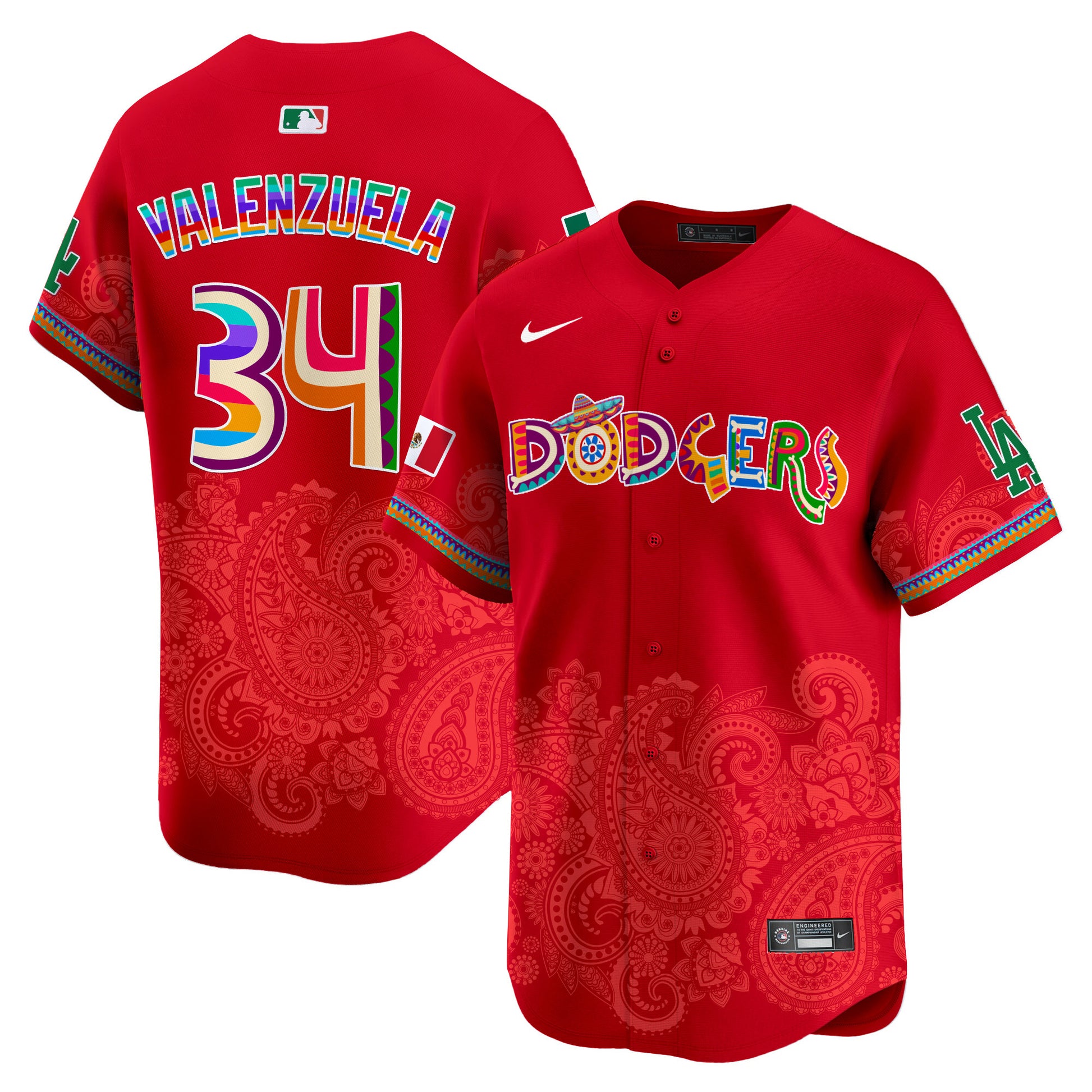 Los Angeles Dodgers Paisley Mexico Vapor Premier Limited Jersey - Printed