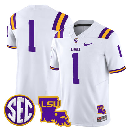 Men's LSU Tigers 2025 Louisiana Patch Vapor Limited Jersey - All Stitched