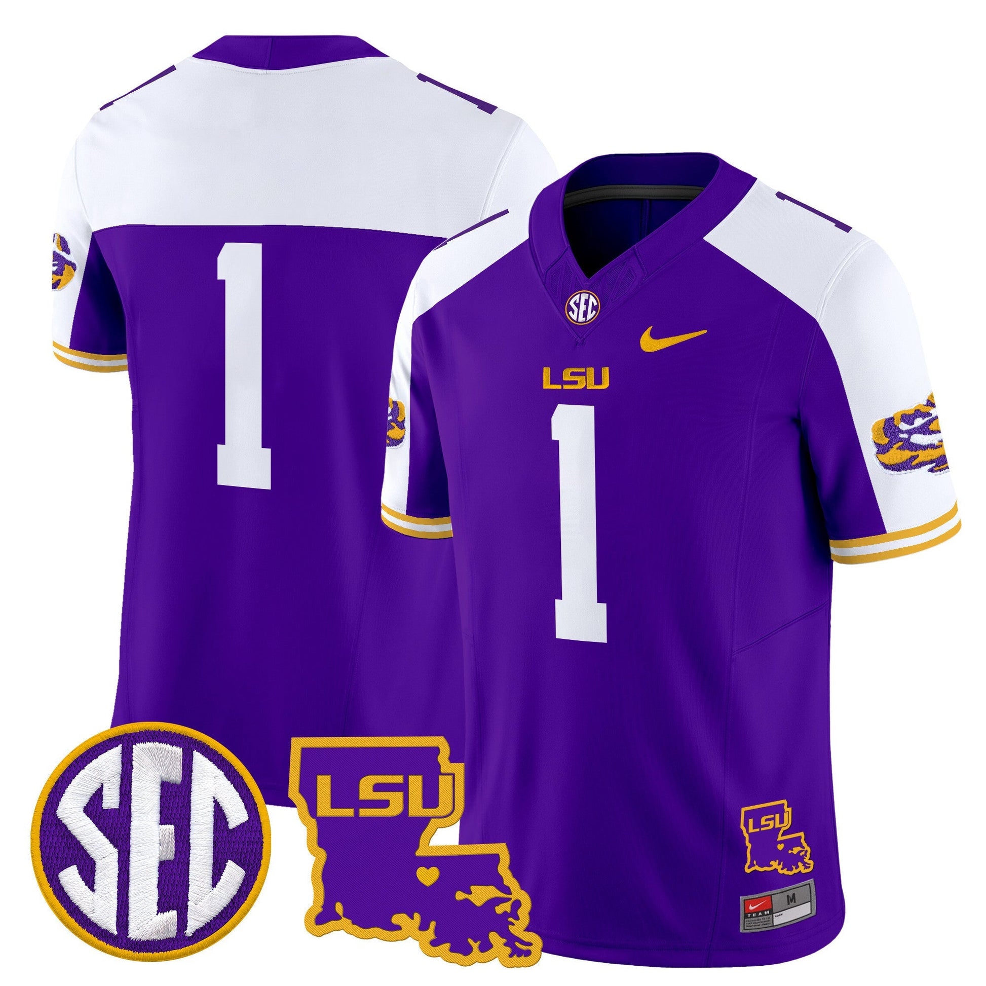 Men's LSU Tigers 2025 Louisiana Patch Vapor Limited Jersey - All Stitched
