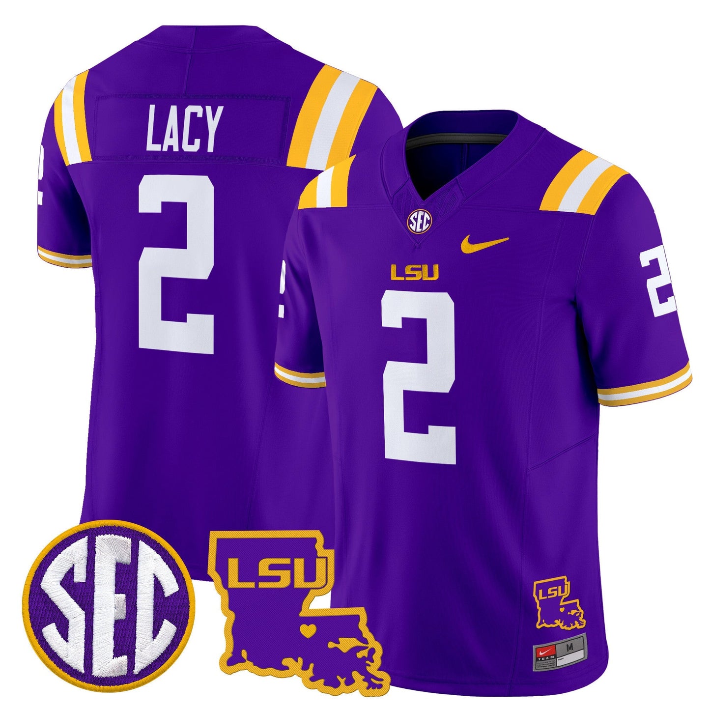 Men's LSU Tigers 2025 Louisiana Patch Vapor Limited Jersey - All Stitched