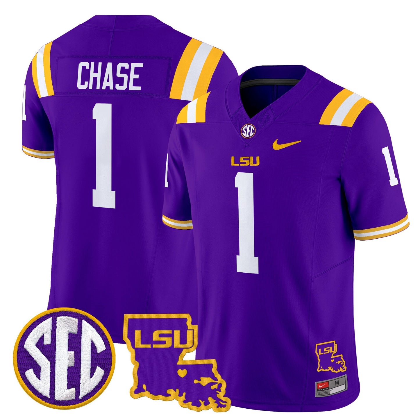 Men's LSU Tigers 2025 Louisiana Patch Vapor Limited Jersey - All Stitched