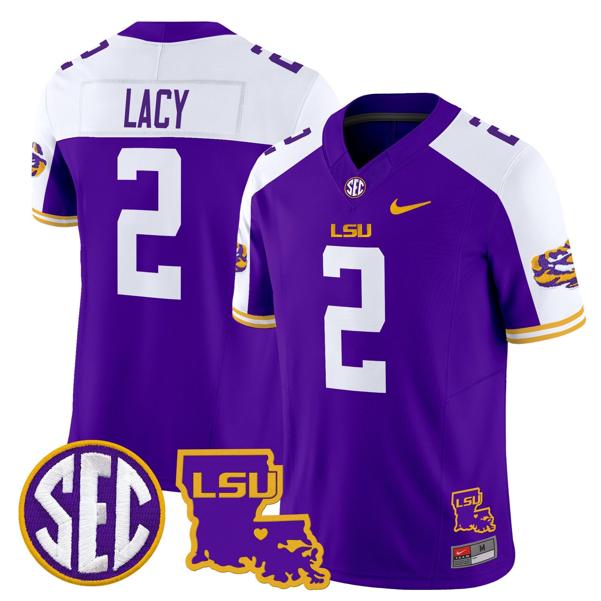 Men's LSU Tigers 2025 Louisiana Patch Vapor Limited Jersey - All Stitched