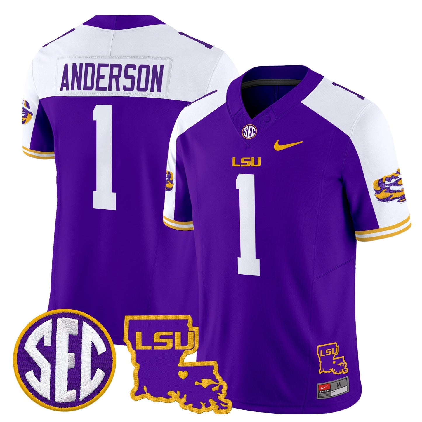 Men's LSU Tigers 2025 Louisiana Patch Vapor Limited Jersey - All Stitched