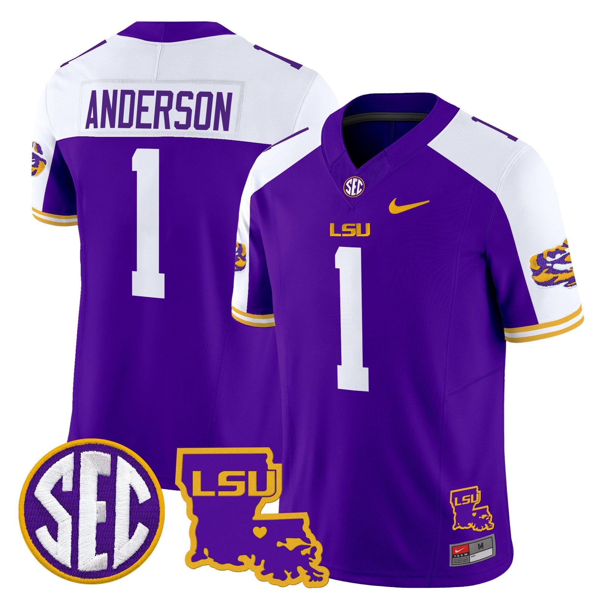 Men's LSU Tigers 2025 Louisiana Patch Vapor Limited Jersey - All Stitched