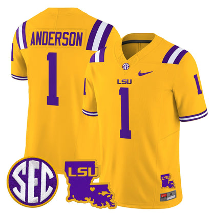 Men's LSU Tigers 2025 Louisiana Patch Vapor Limited Jersey - All Stitched