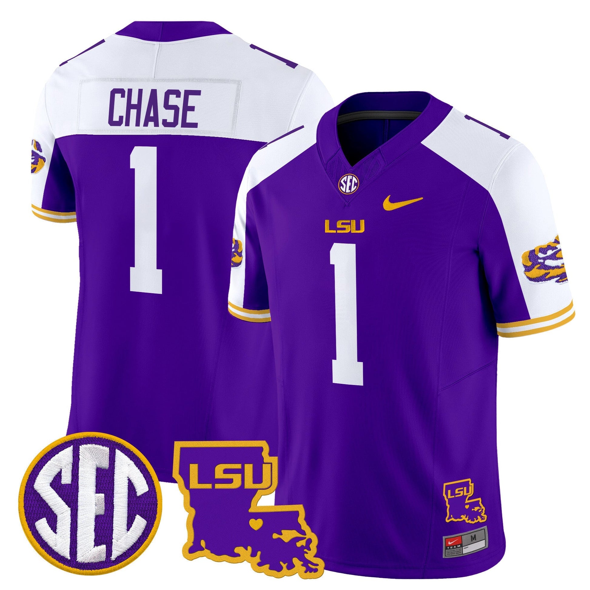 Men's LSU Tigers 2025 Louisiana Patch Vapor Limited Jersey - All Stitched