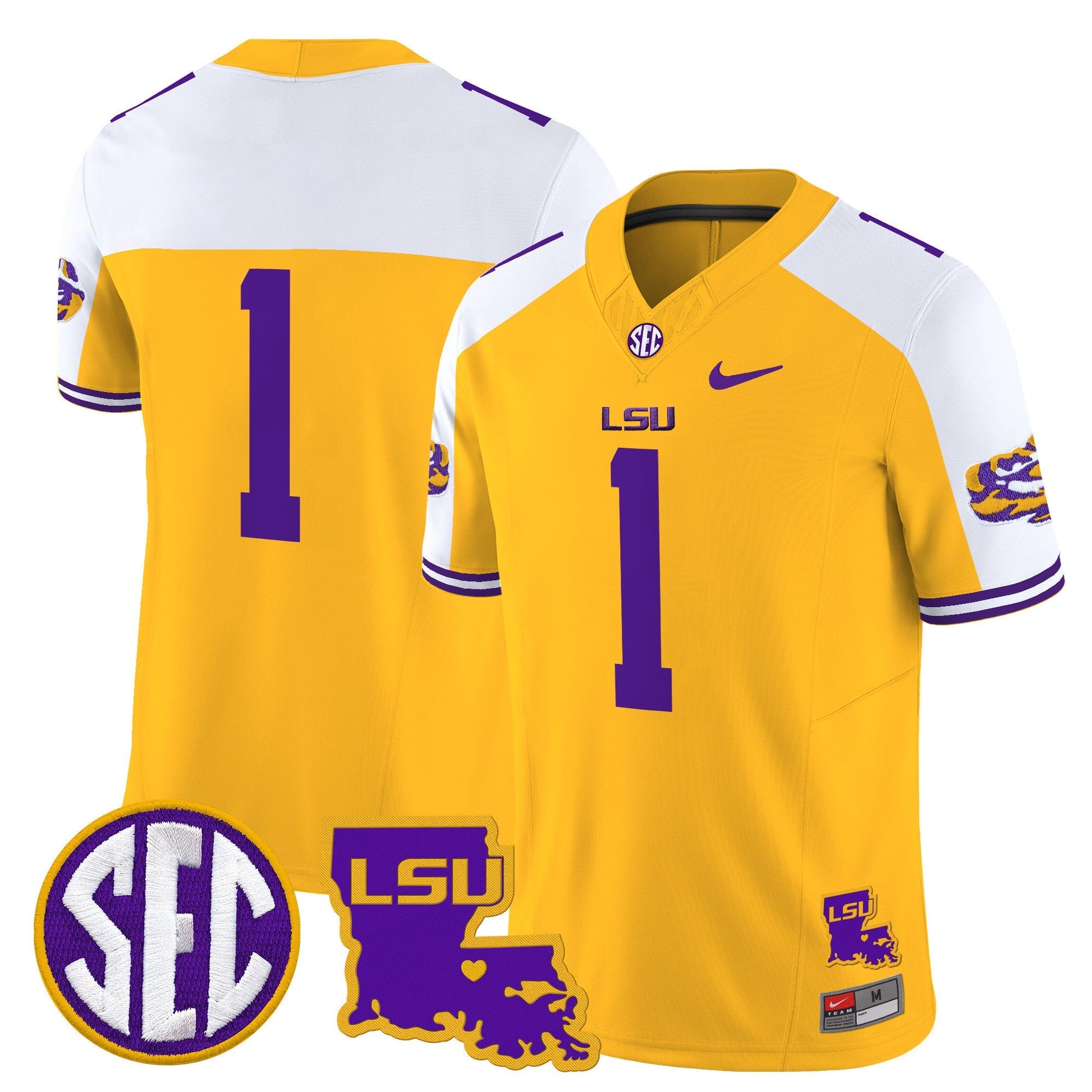 Men's LSU Tigers 2025 Louisiana Patch Vapor Limited Jersey - All Stitched
