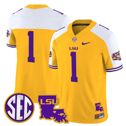 Men's LSU Tigers 2025 Louisiana Patch Vapor Limited Jersey - All Stitched