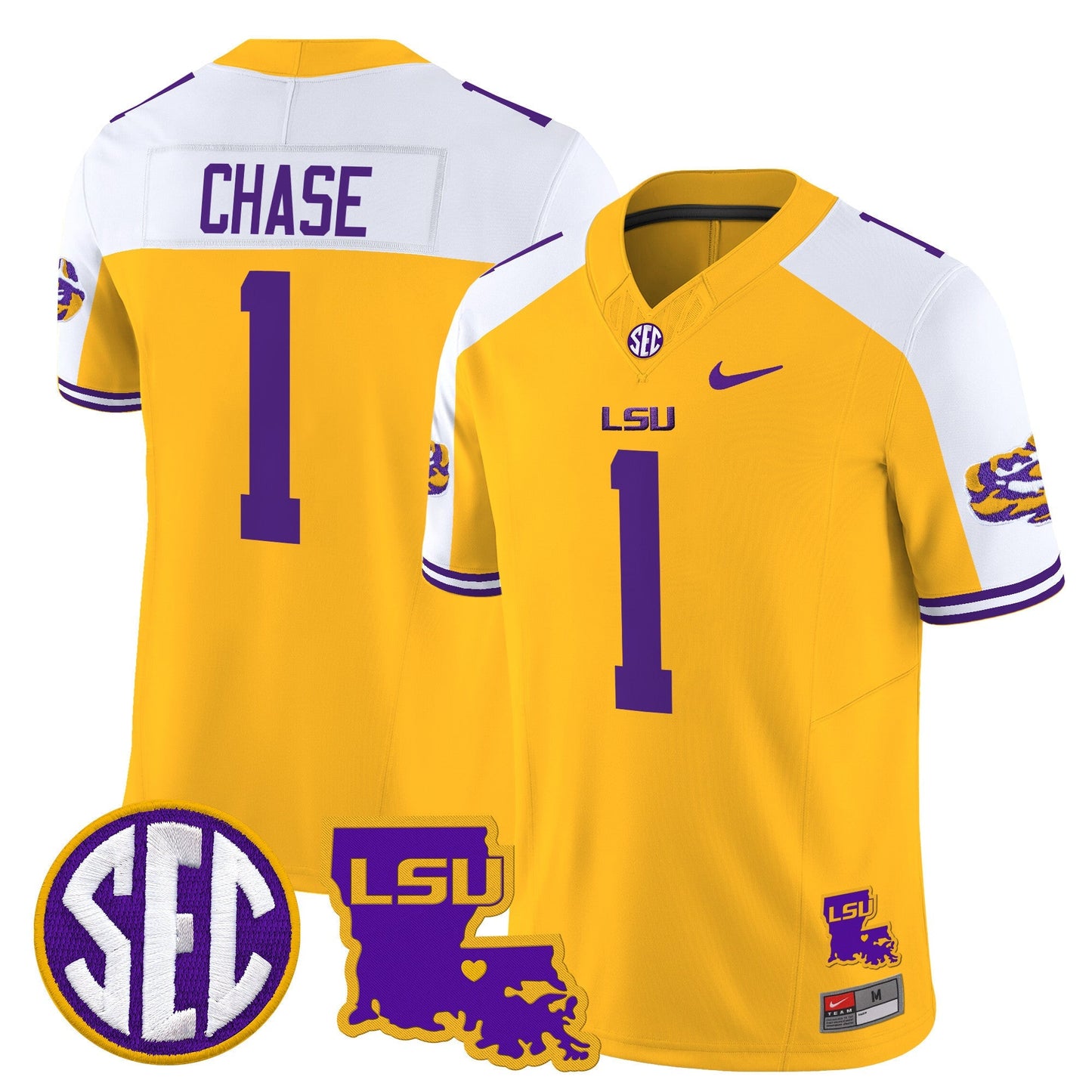 Men's LSU Tigers 2025 Louisiana Patch Vapor Limited Jersey - All Stitched