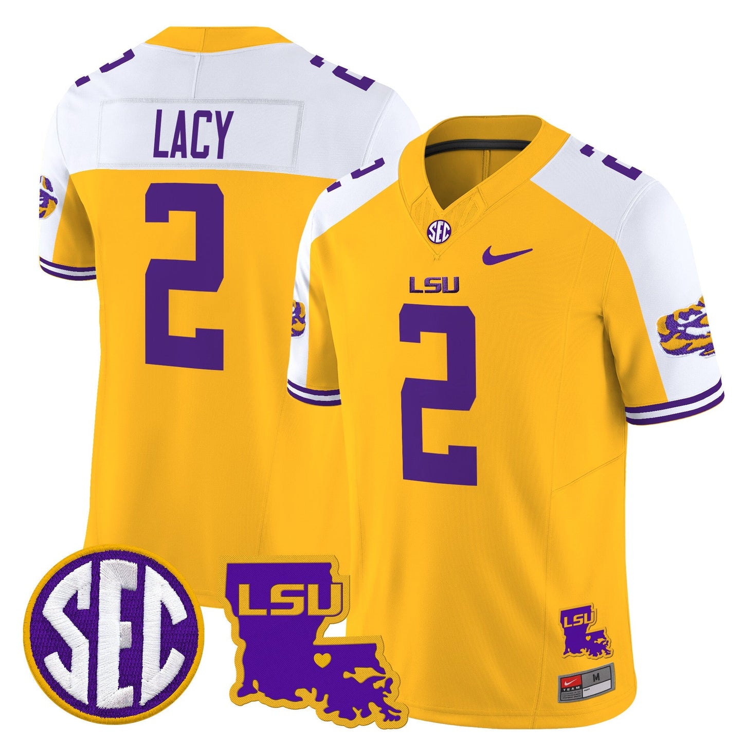 Men's LSU Tigers 2025 Louisiana Patch Vapor Limited Jersey - All Stitched