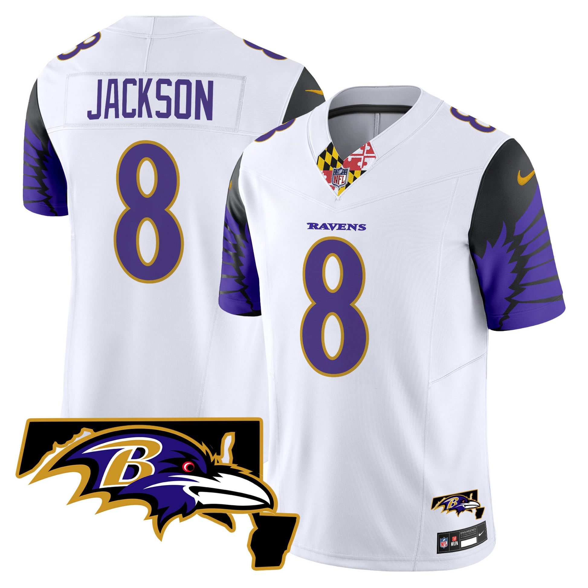 Men's Ravens Maryland Patch Vapor Limited Jersey V2 - All Stitched
