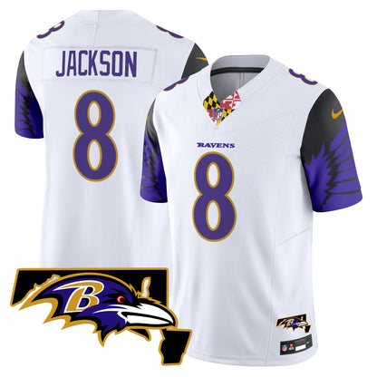 Men's Ravens Maryland Patch Vapor Limited Jersey V2 - All Stitched