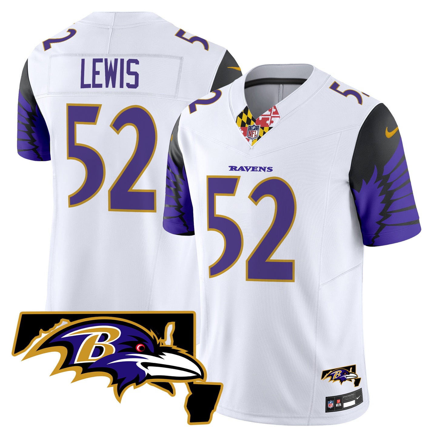 Men's Ravens Maryland Patch Vapor Limited Jersey V2 - All Stitched