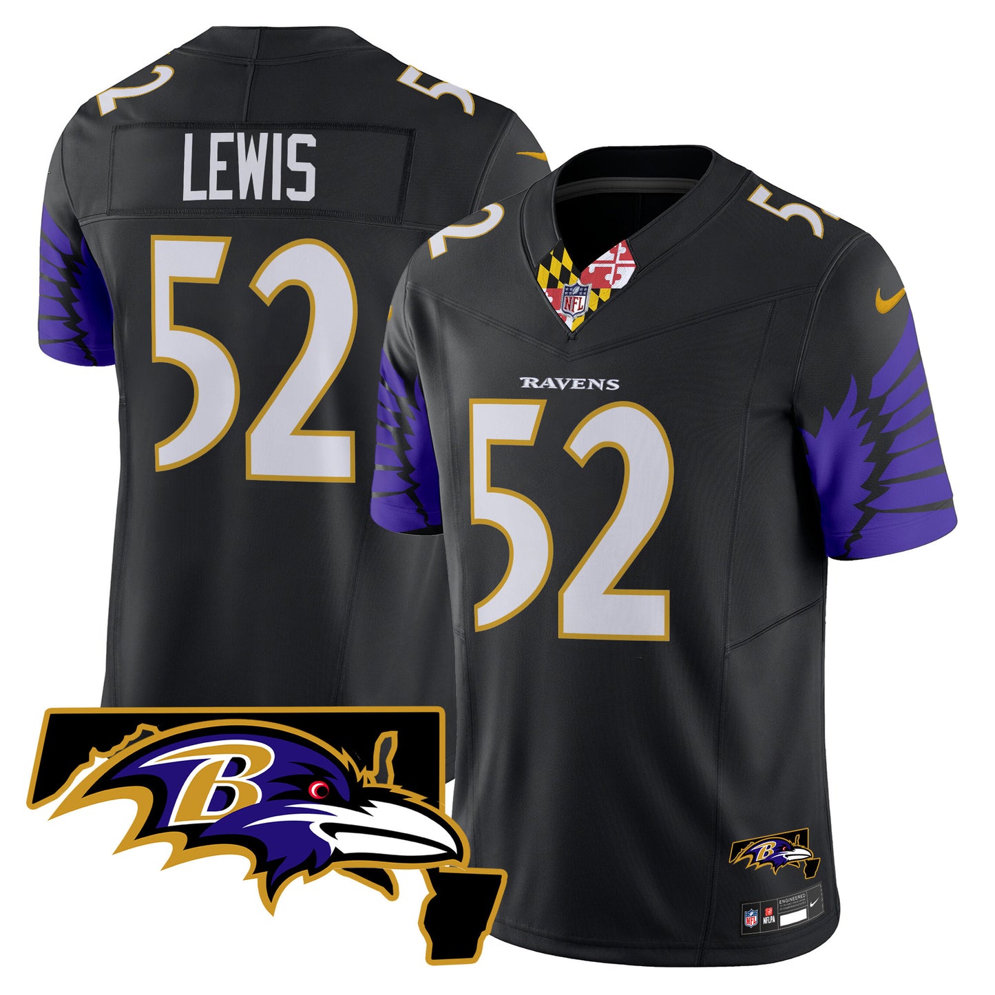 Men's Ravens Maryland Patch Vapor Limited Jersey V2 - All Stitched