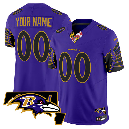 Ravens Maryland Patch Vapor Limited Custom Jersey V2 - All Stitched