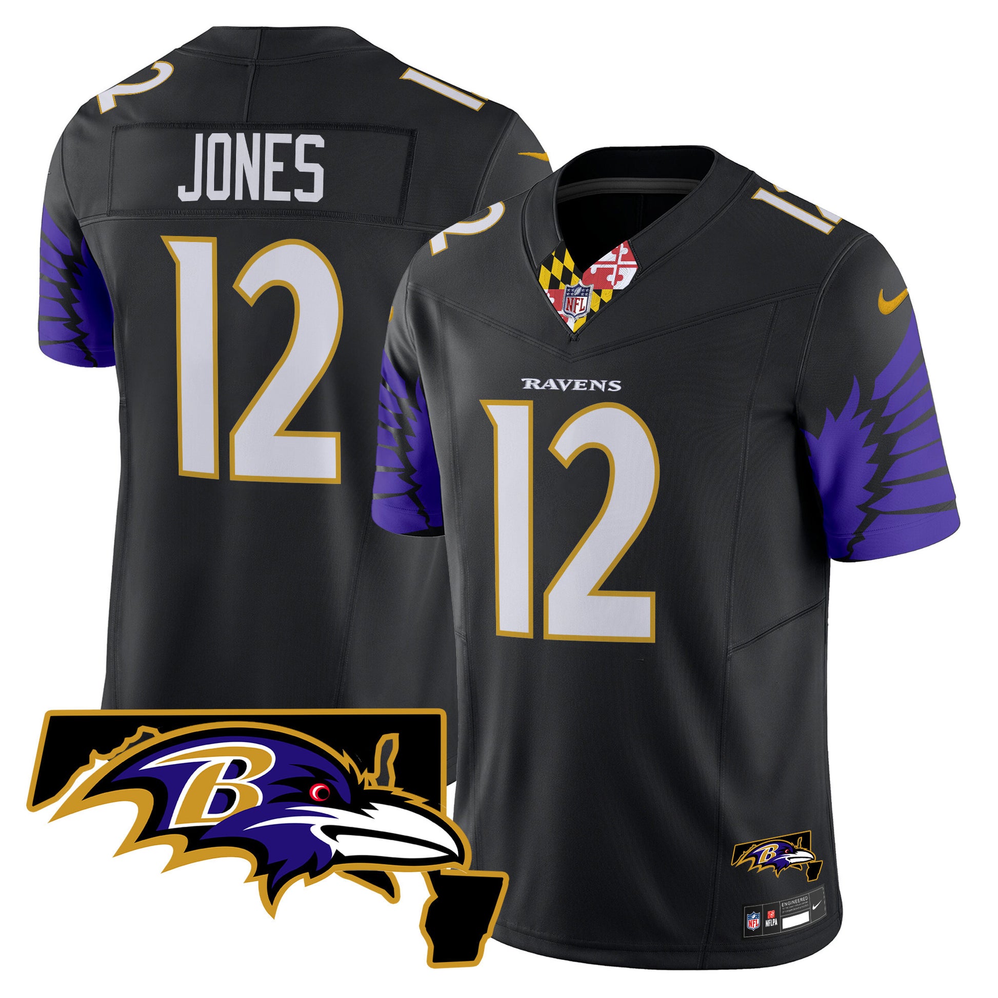 Men's Ravens Maryland Patch Vapor Limited Jersey V2 - All Stitched
