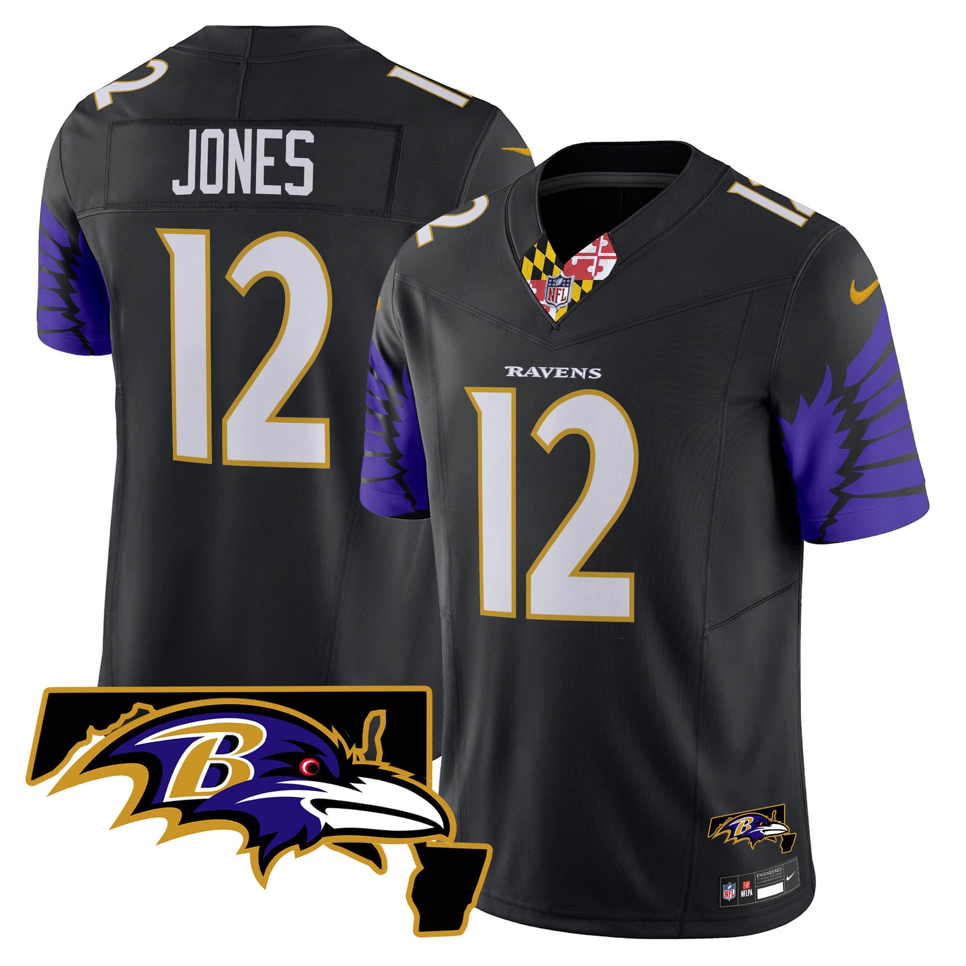 Men's Ravens Maryland Patch Vapor Limited Jersey V2 - All Stitched