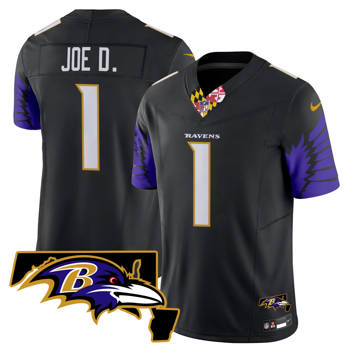 Men's Ravens Maryland Patch Vapor Limited Jersey V2 - All Stitched