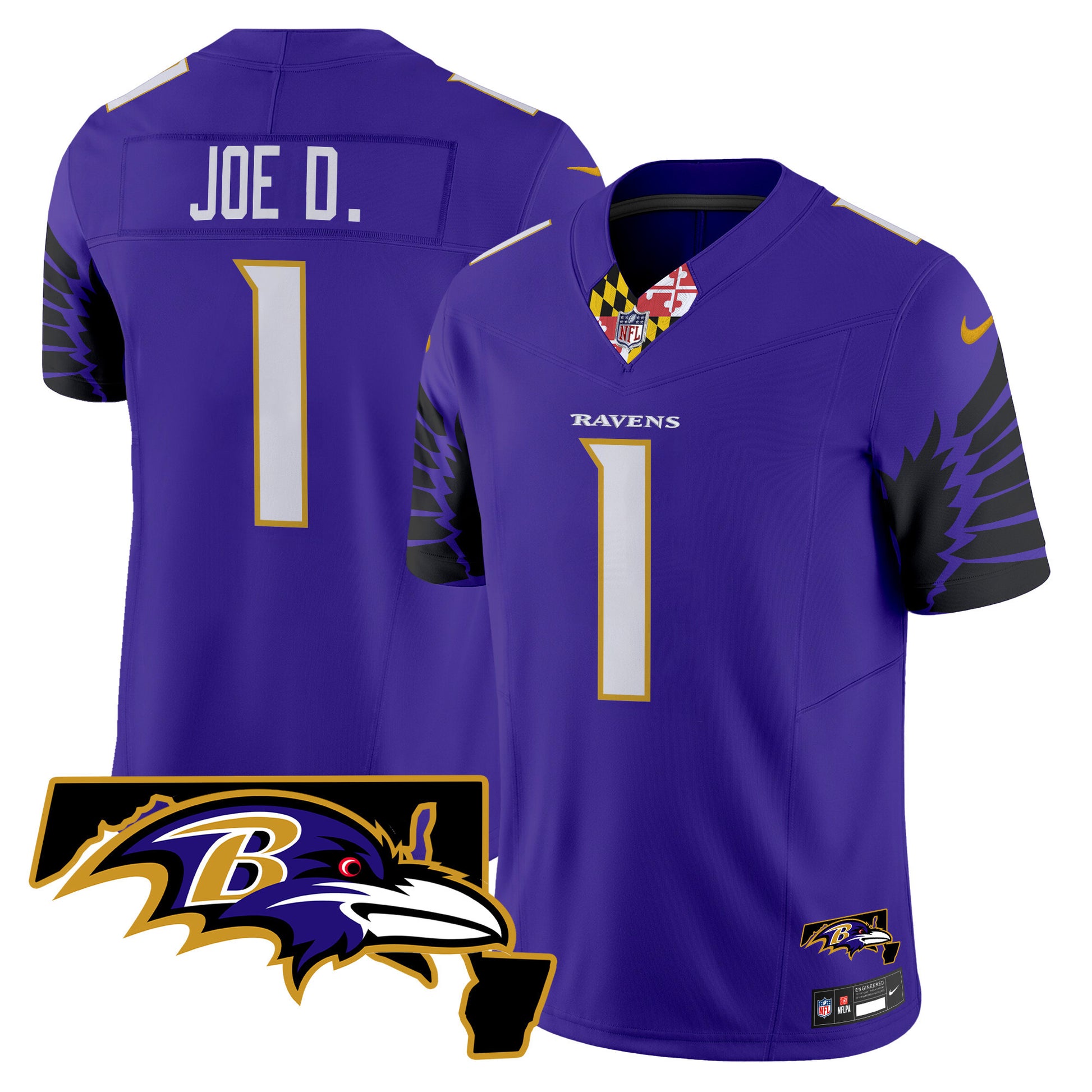 Men's Ravens Maryland Patch Vapor Limited Jersey V2 - All Stitched