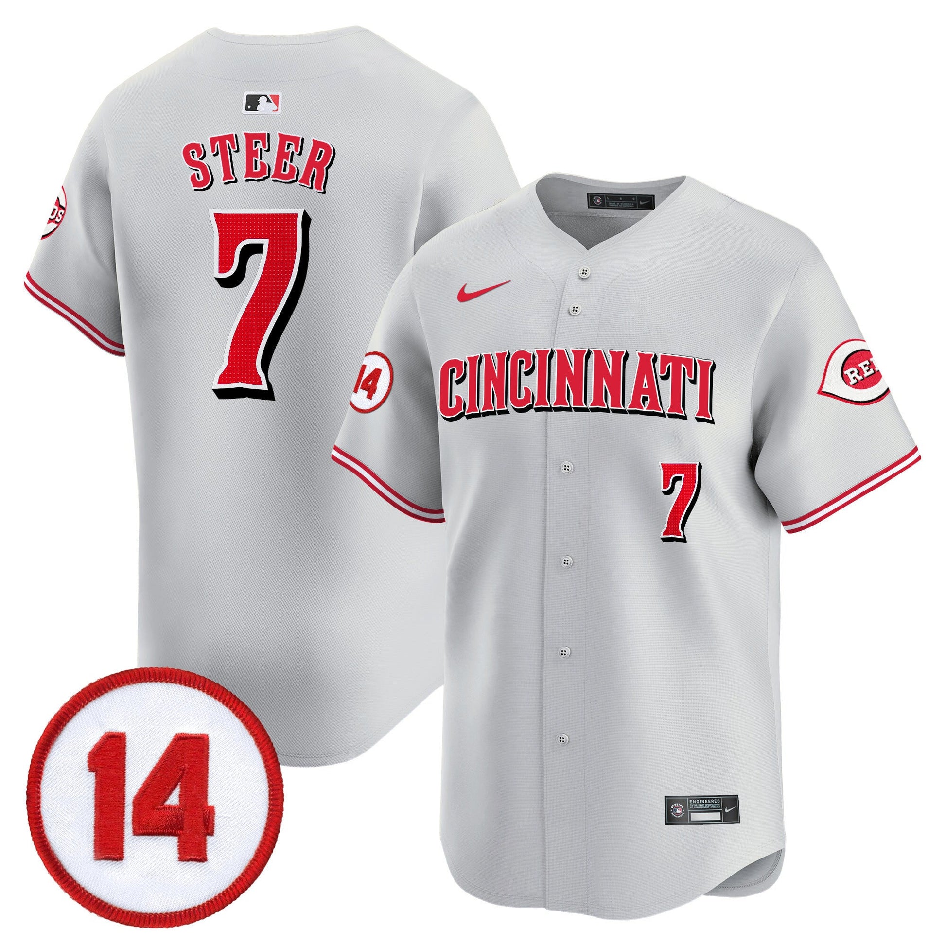 Men's Cincinnati Reds Pete Rose Patch Vapor Premier Limited Jersey - All Stitched