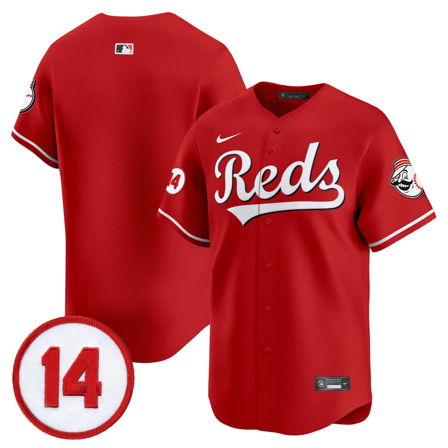 Men's Cincinnati Reds Pete Rose Patch Vapor Premier Limited Jersey - All Stitched