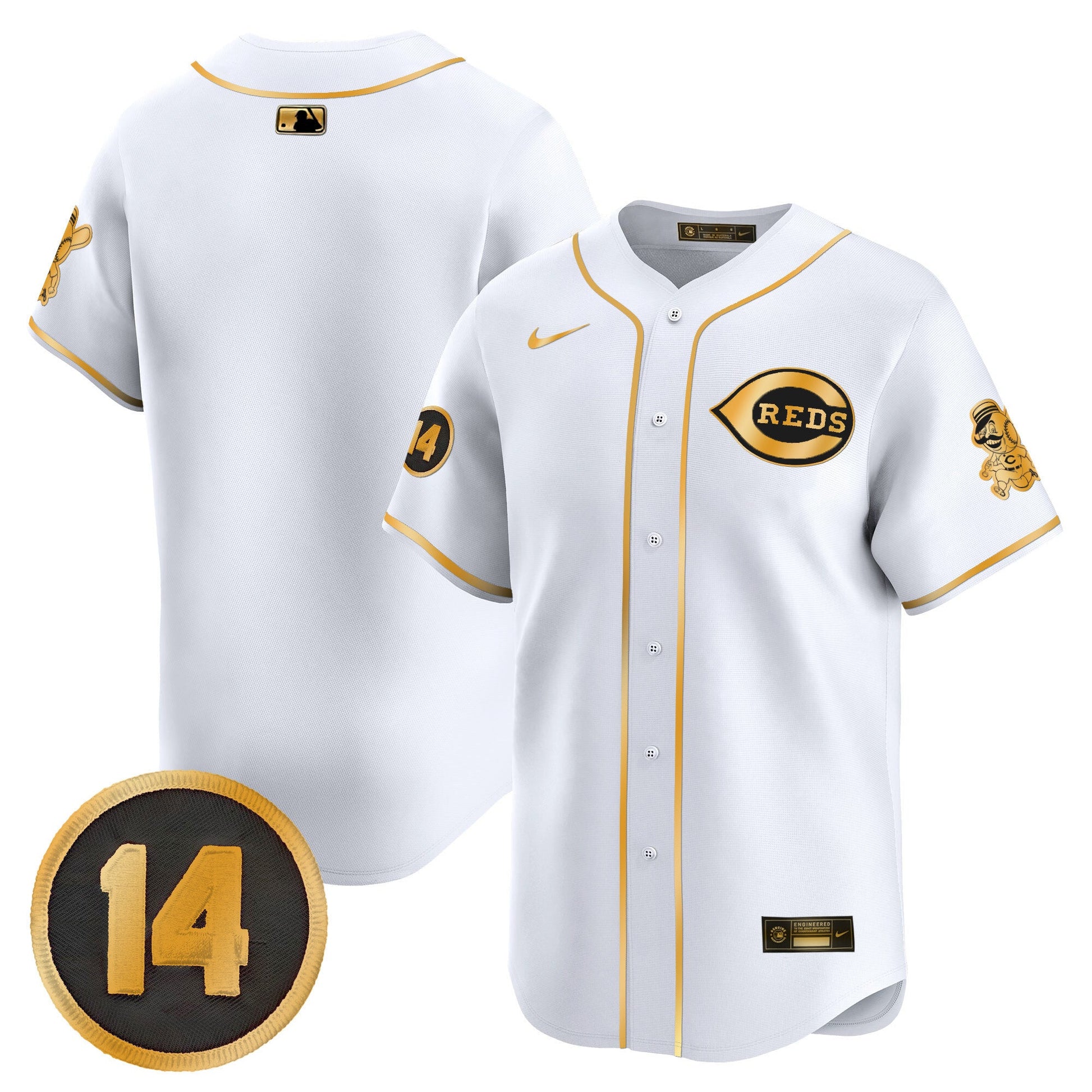 Men's Cincinnati Reds Pete Rose Patch Vapor Premier Limited Jersey - All Stitched