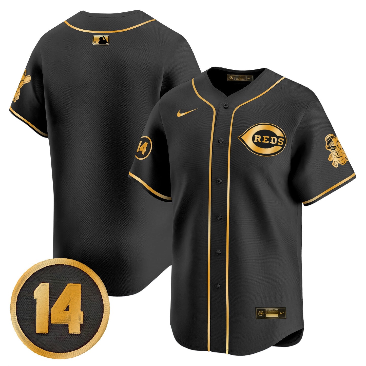 Men's Cincinnati Reds Pete Rose Patch Vapor Premier Limited Jersey - All Stitched