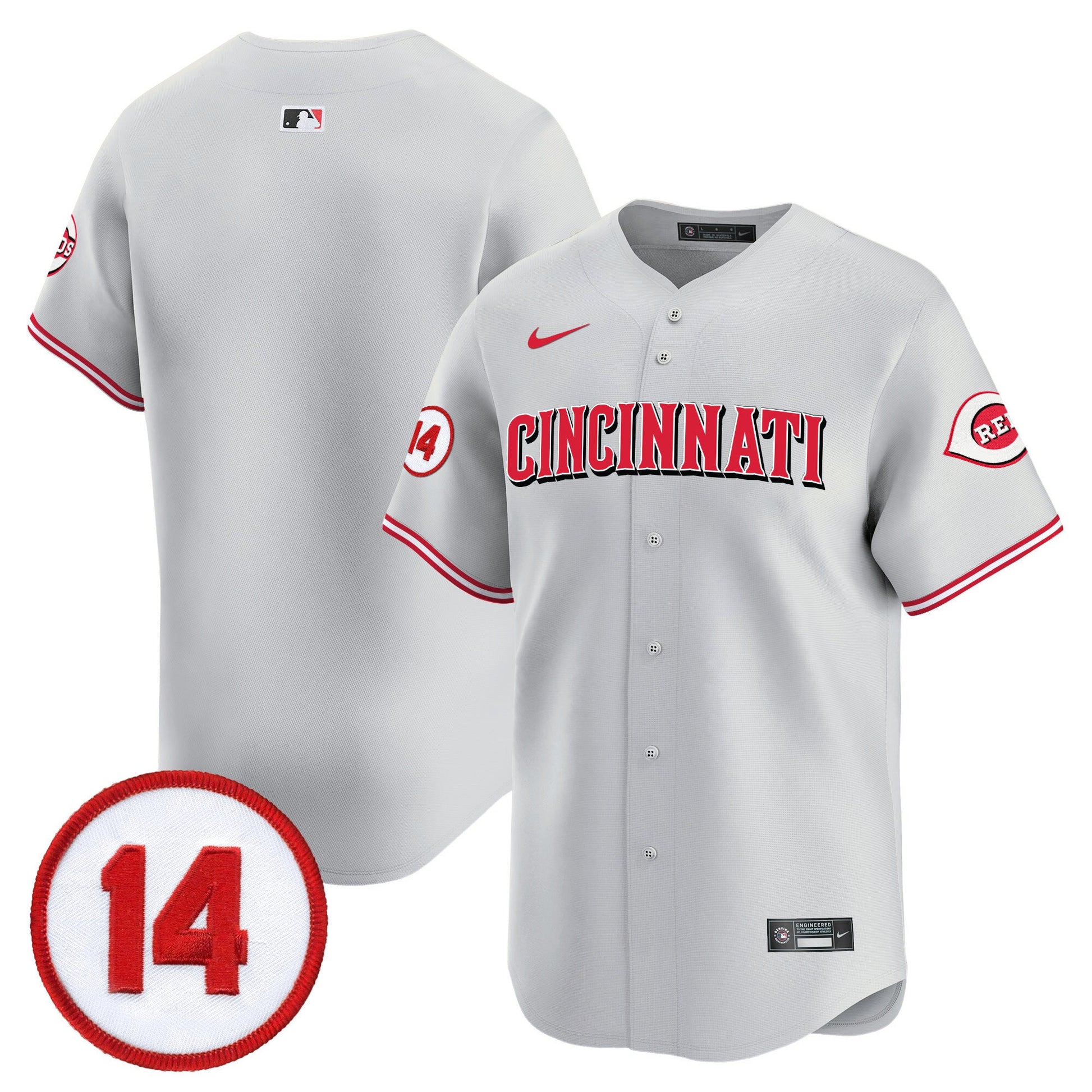 Men's Cincinnati Reds Pete Rose Patch Vapor Premier Limited Jersey - All Stitched