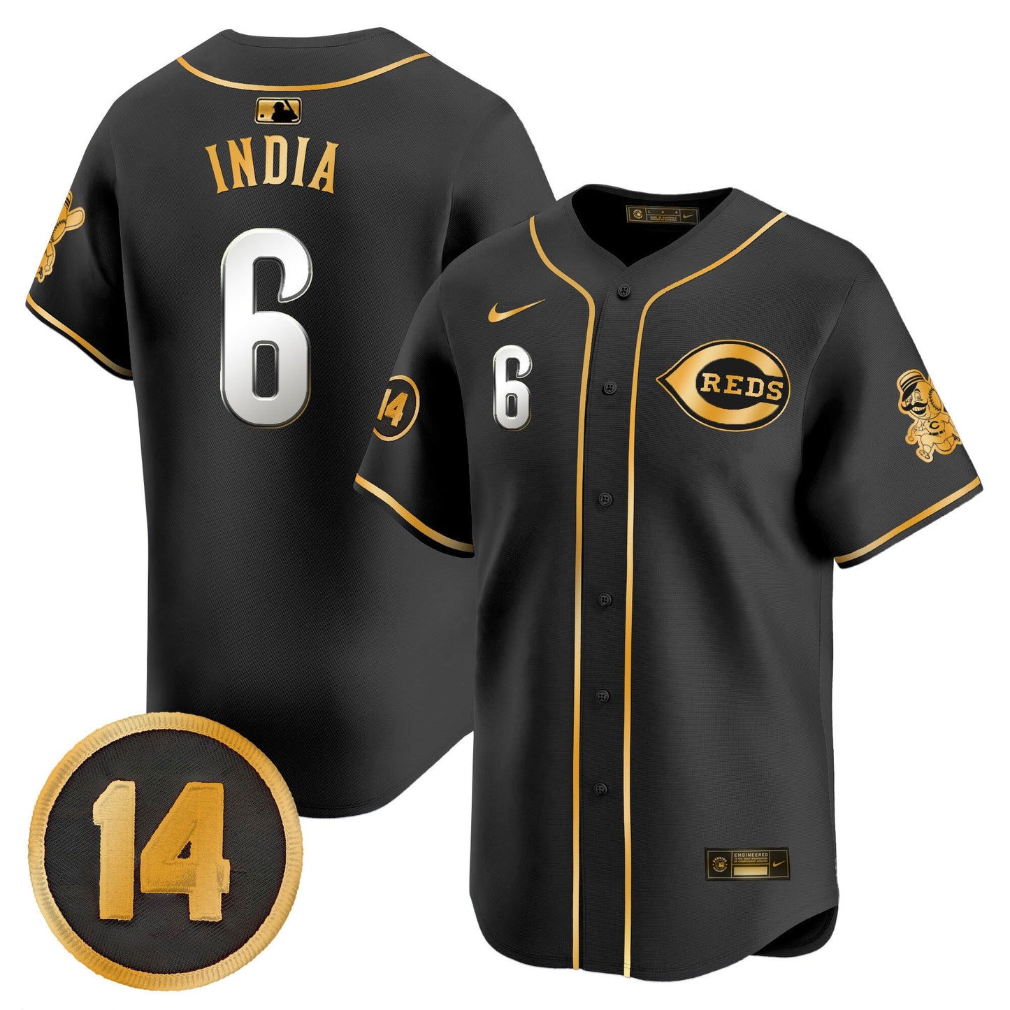Men's Cincinnati Reds Pete Rose Patch Vapor Premier Limited Jersey - All Stitched