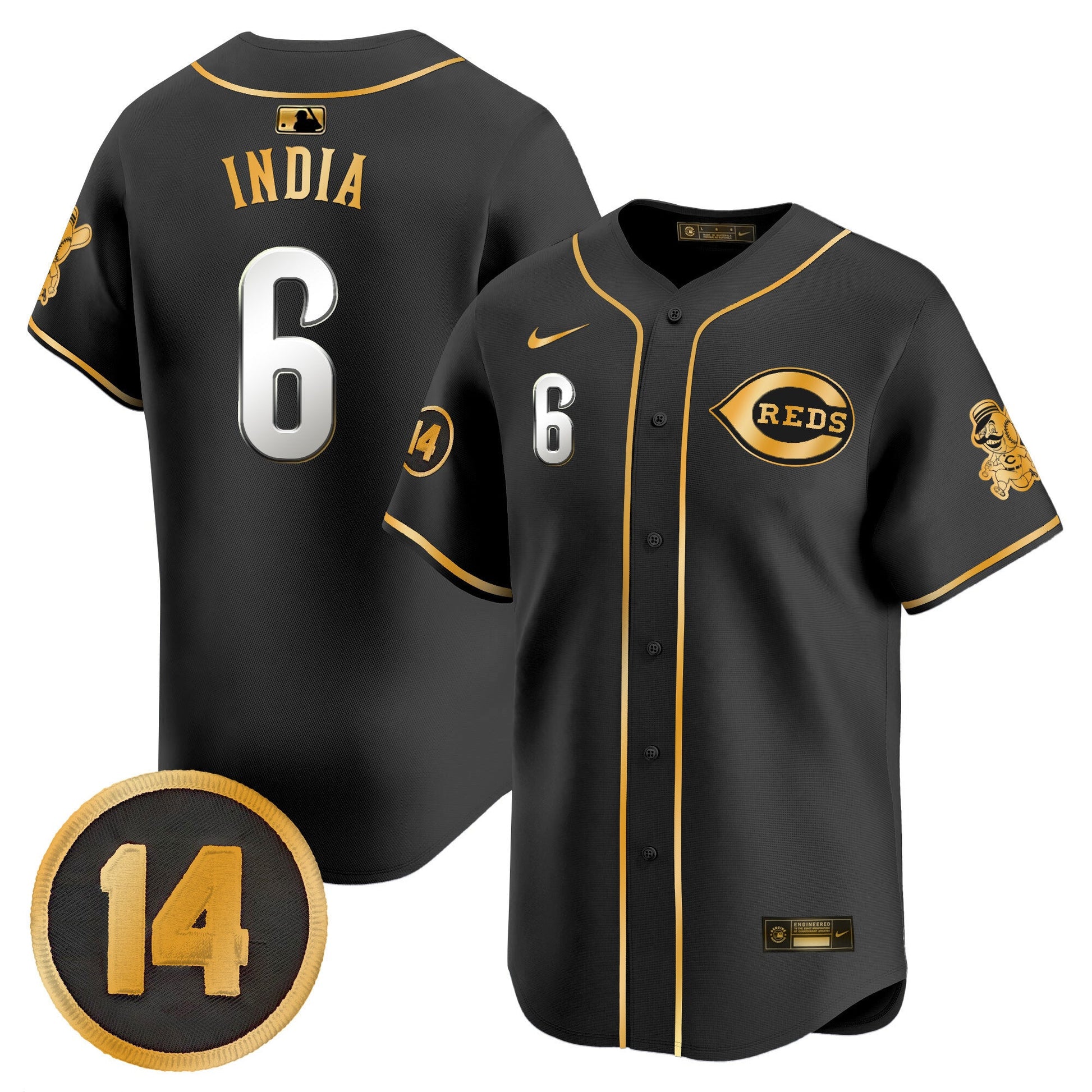 Men's Cincinnati Reds Pete Rose Patch Vapor Premier Limited Jersey - All Stitched