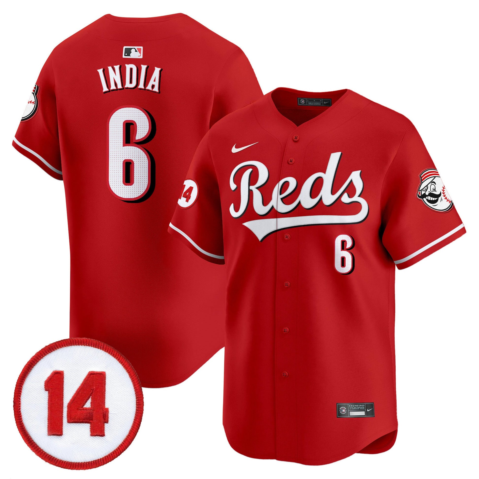 Men's Cincinnati Reds Pete Rose Patch Vapor Premier Limited Jersey - All Stitched