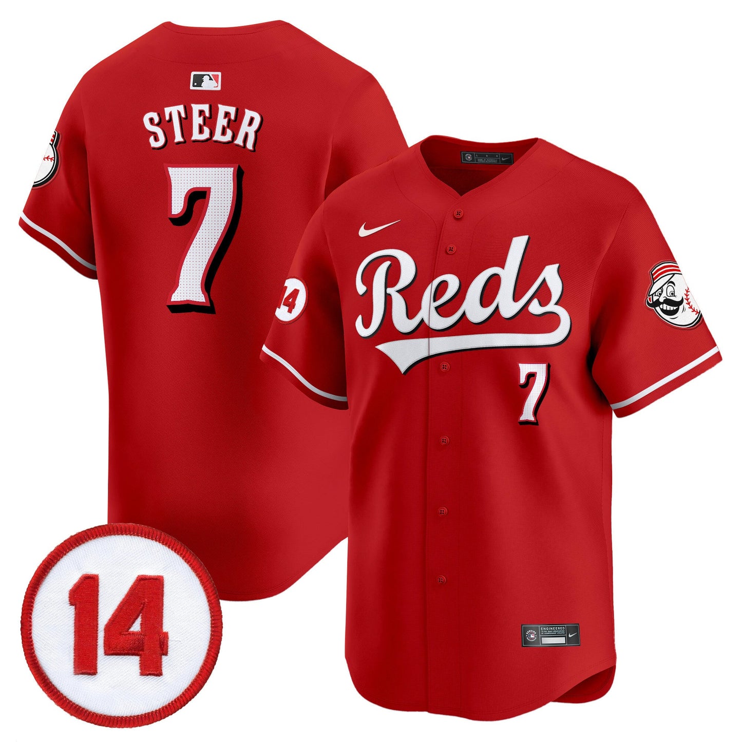 Men's Cincinnati Reds Pete Rose Patch Vapor Premier Limited Jersey - All Stitched